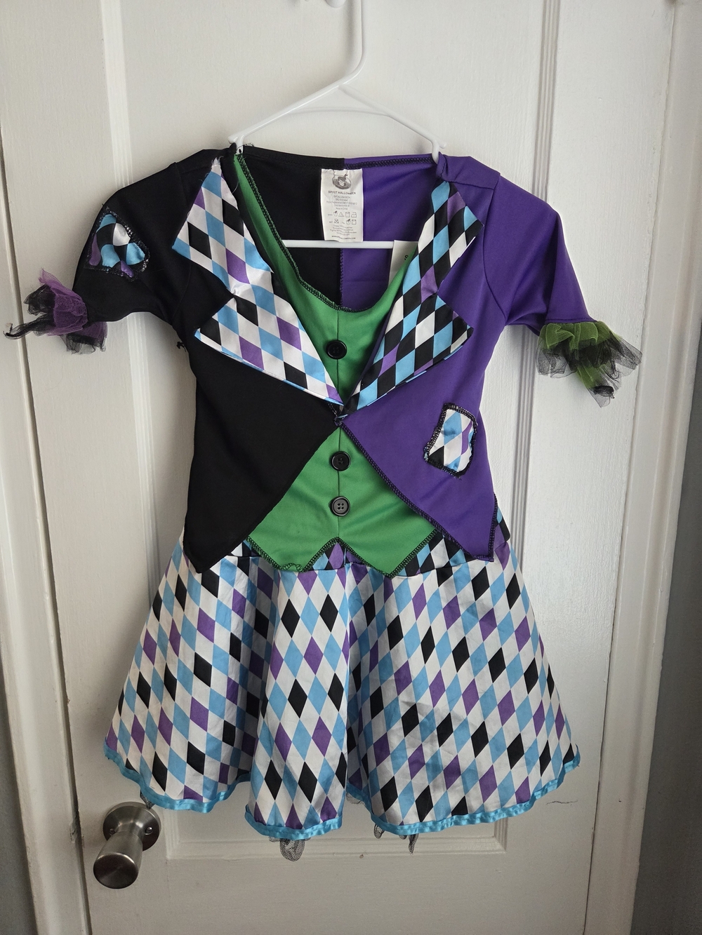Spirit Purple Green Black Harlequin Skater Costume